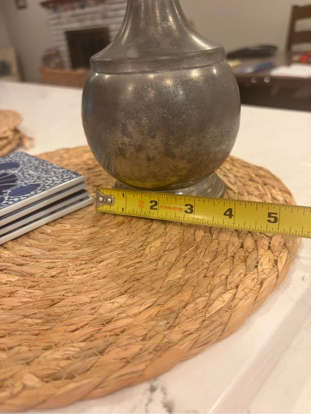 Antique-pewter Metal Vase in Aged Silver